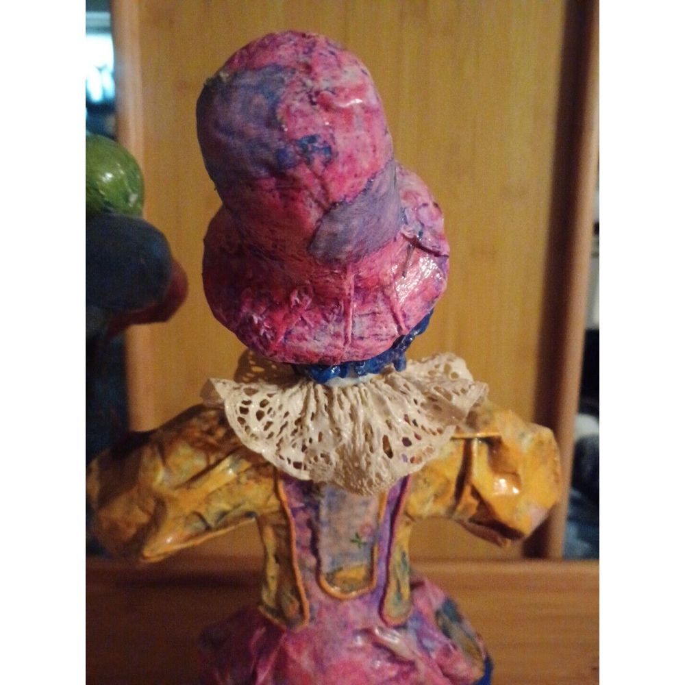 13" Vintage Large Hand Made Paper Mache Standing Clown - Picture 4 of 10